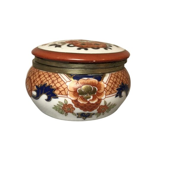 Vintage Japanese Ashtray Porcelain Hinged Lidded  With Handle 7" - Picture 5 of 10